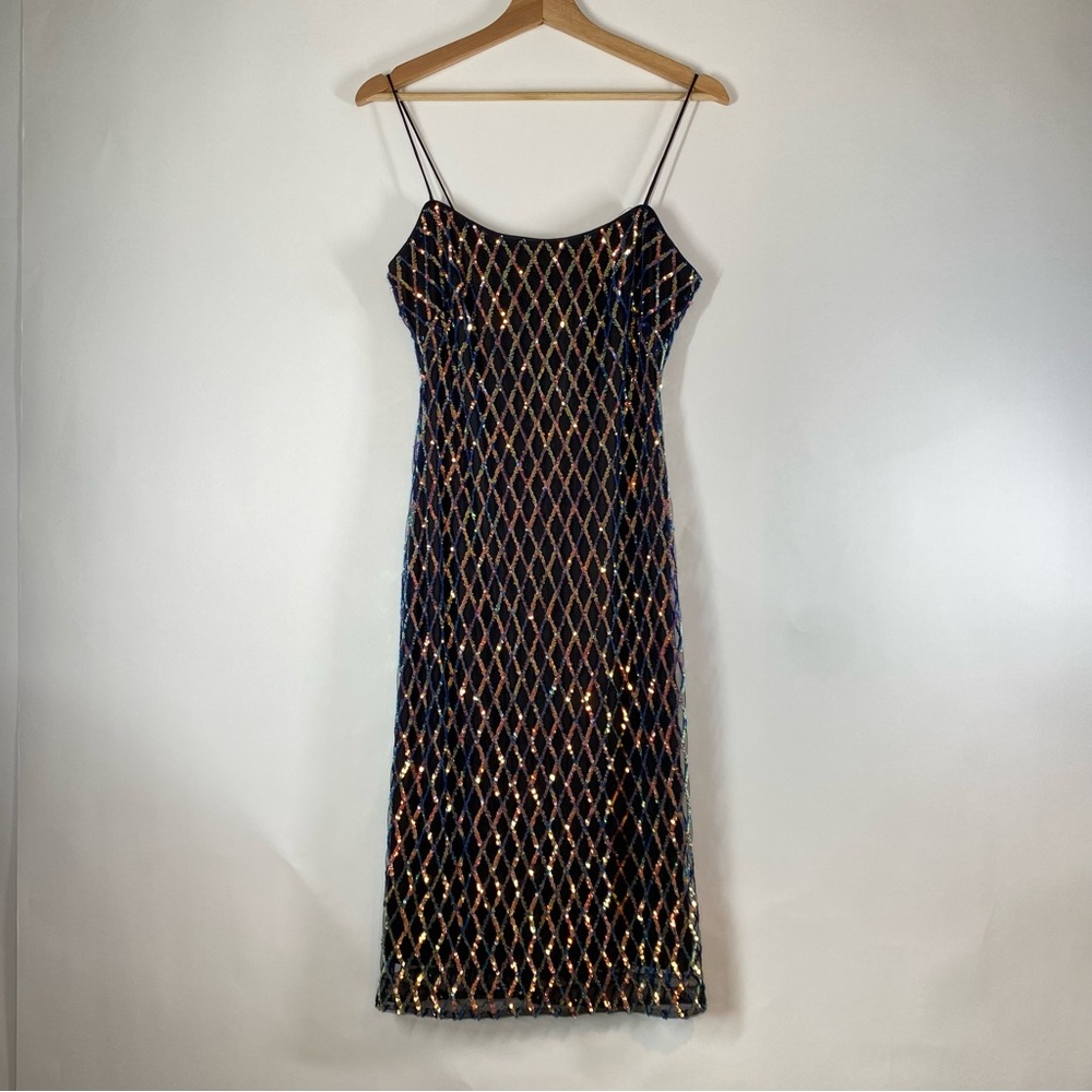 Belle Badgley Mischka Sequined Knee Length Sleeveless Party Dress Size 2 Black